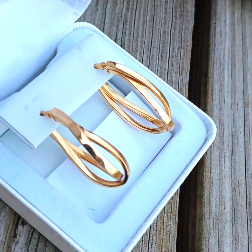 Jacmel Gold Over Sterling Silver Double Hoop Earrings